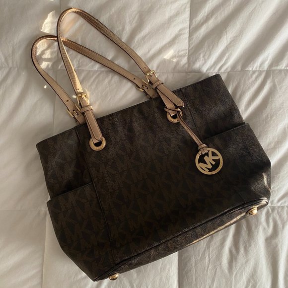 michael kors purse! (brown & gold shoulder bag) - Picture 1 of 3
